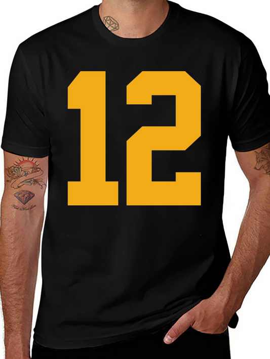 Black Tee with Bold Yellow Number 12