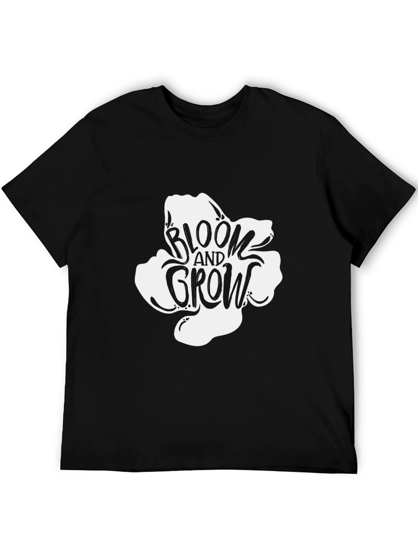 Bloom and Grow Graphic Tee - Black Cotton T-Shirt