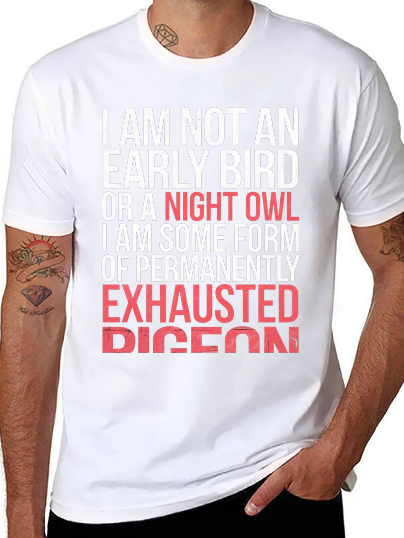 Funny Exhausted Pigeon Graphic T-Shirt