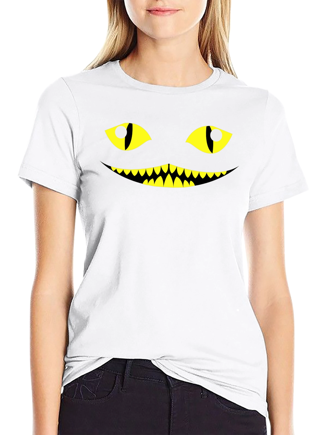 Mens Creepy Cat Face Graphic Tee - Halloween T-Shirt