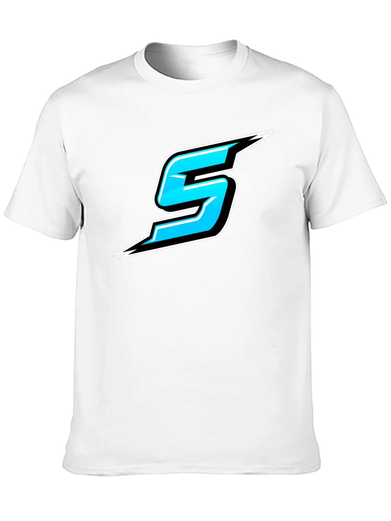 Bold Black T-Shirt with Sporty Blue Number 5