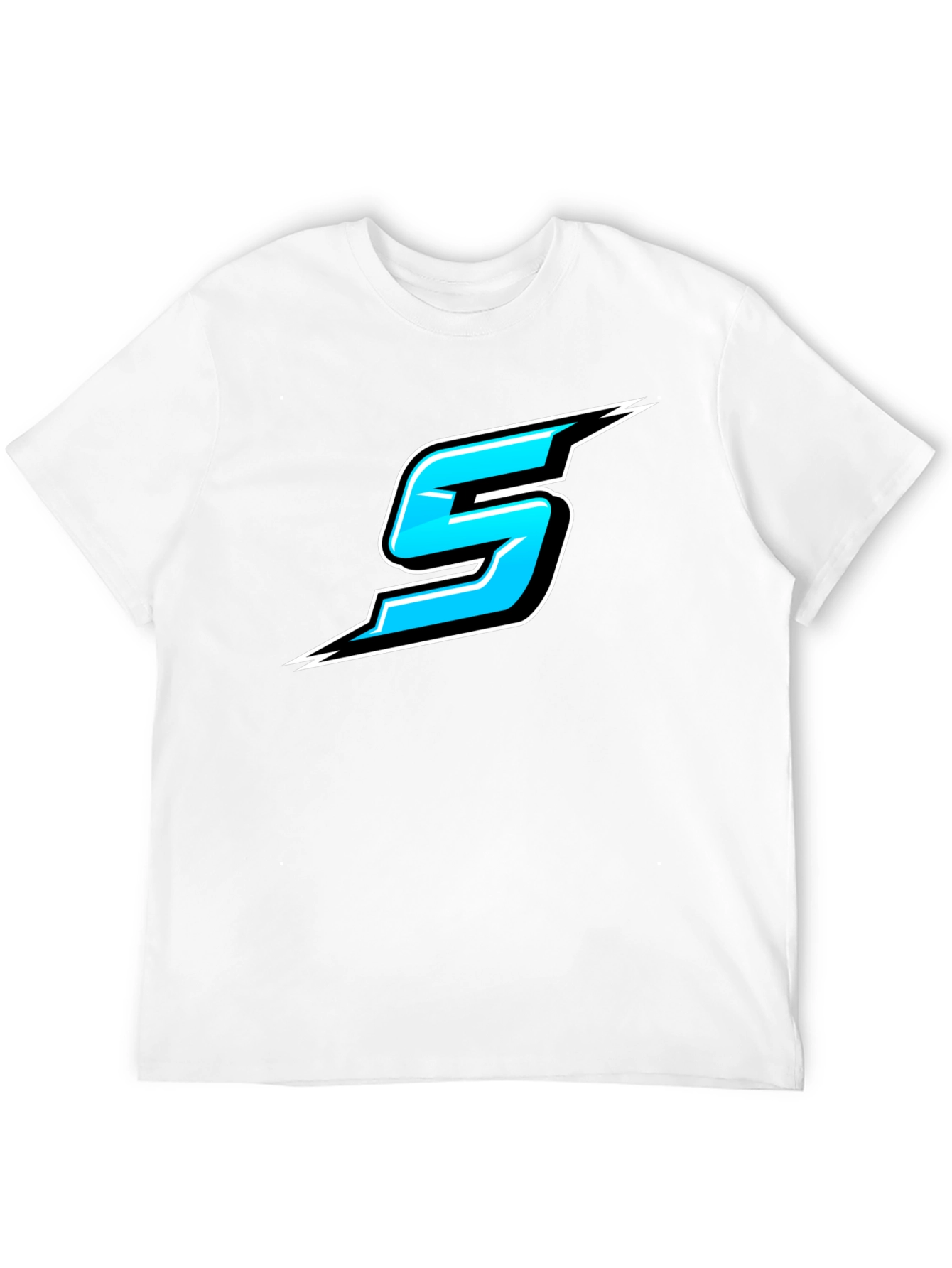 Bold Black T-Shirt with Sporty Blue Number 5