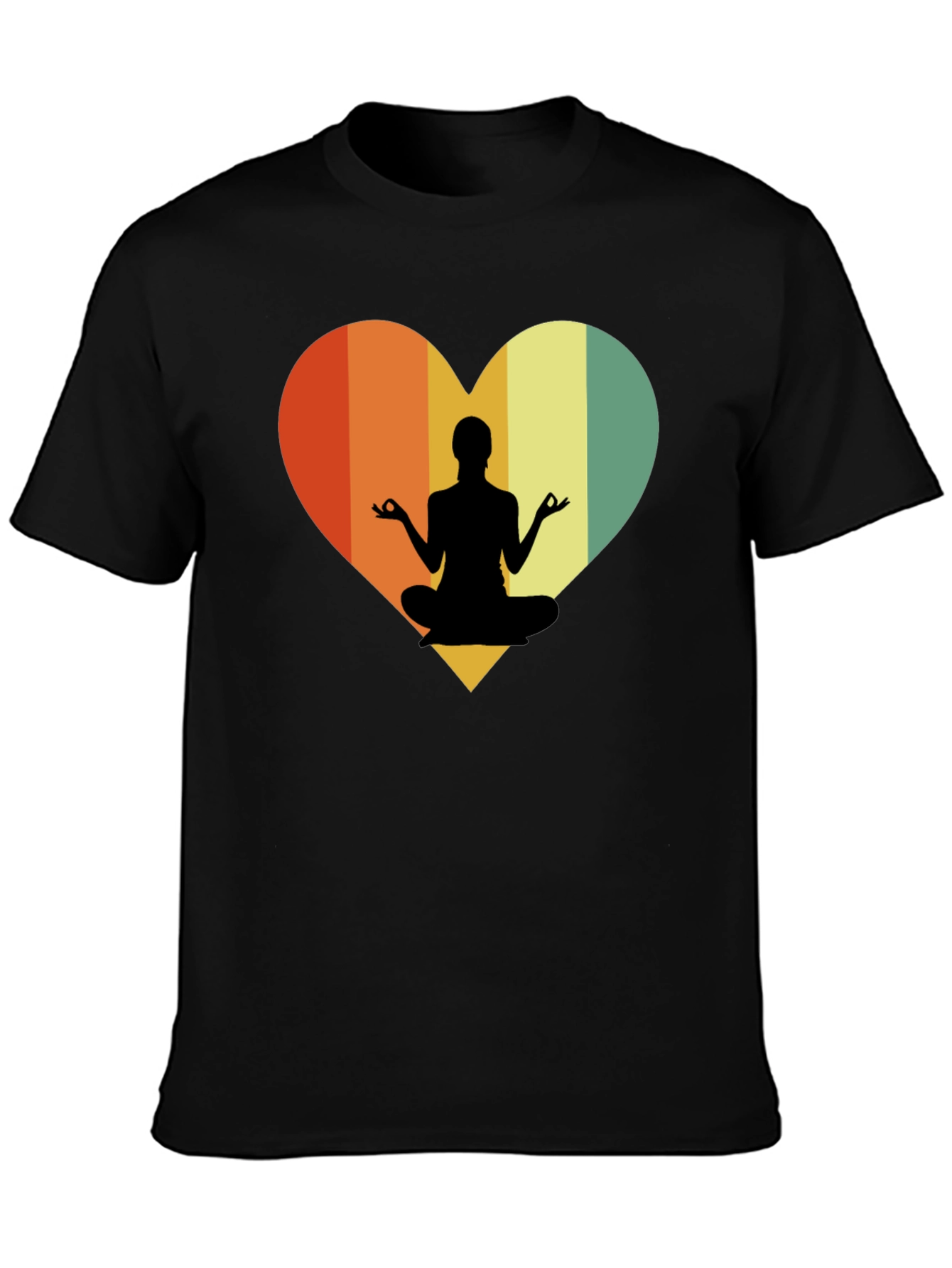 Yoga Heart Graphic Tee - Relaxed Fit Black T-Shirt