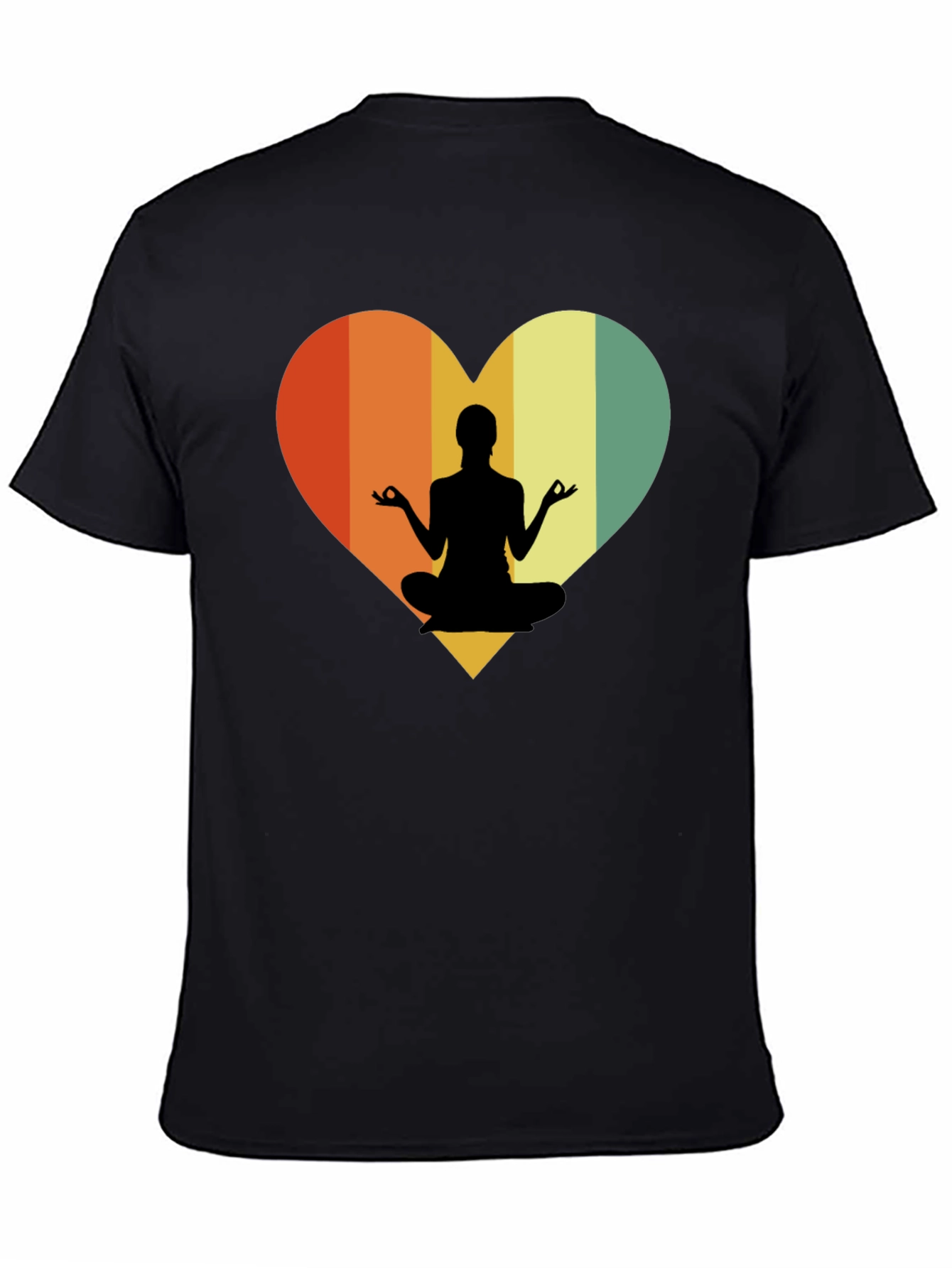 Yoga Heart Graphic Tee - Relaxed Fit Black T-Shirt