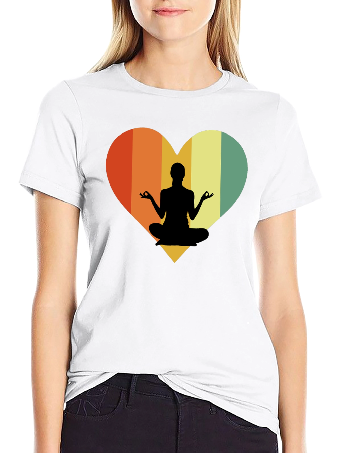 Yoga Heart Graphic Tee - Relaxed Fit Black T-Shirt
