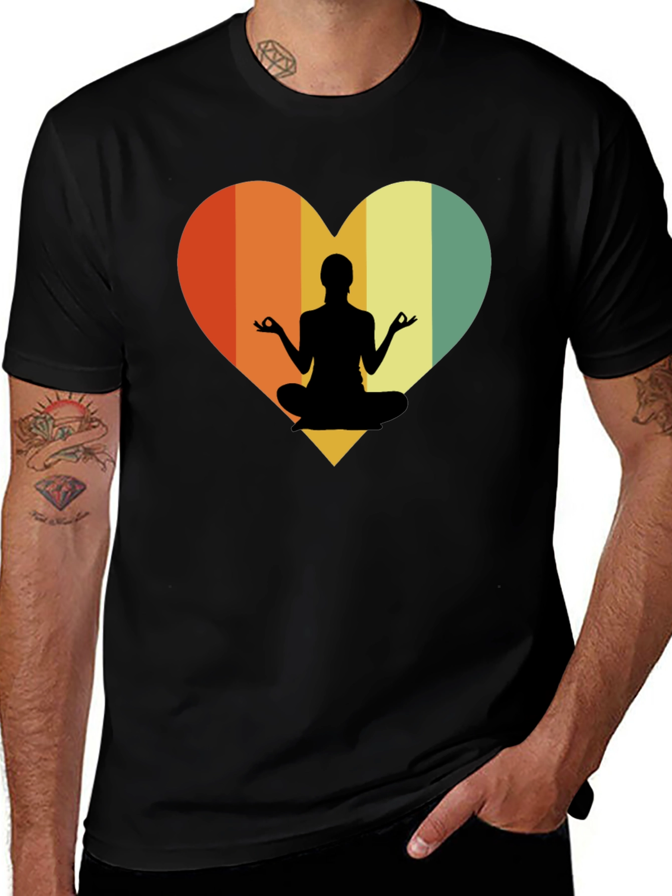 Yoga Heart Graphic Tee - Relaxed Fit Black T-Shirt