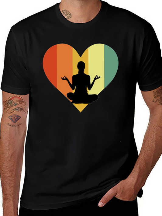 Yoga Heart Graphic Tee - Relaxed Fit Black T-Shirt