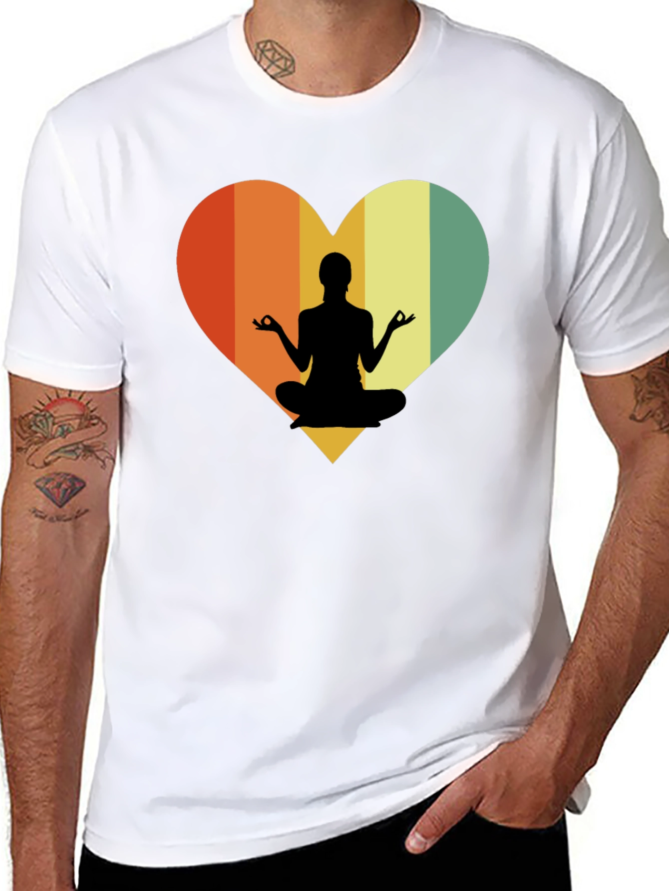Yoga Heart Graphic Tee - Relaxed Fit Black T-Shirt