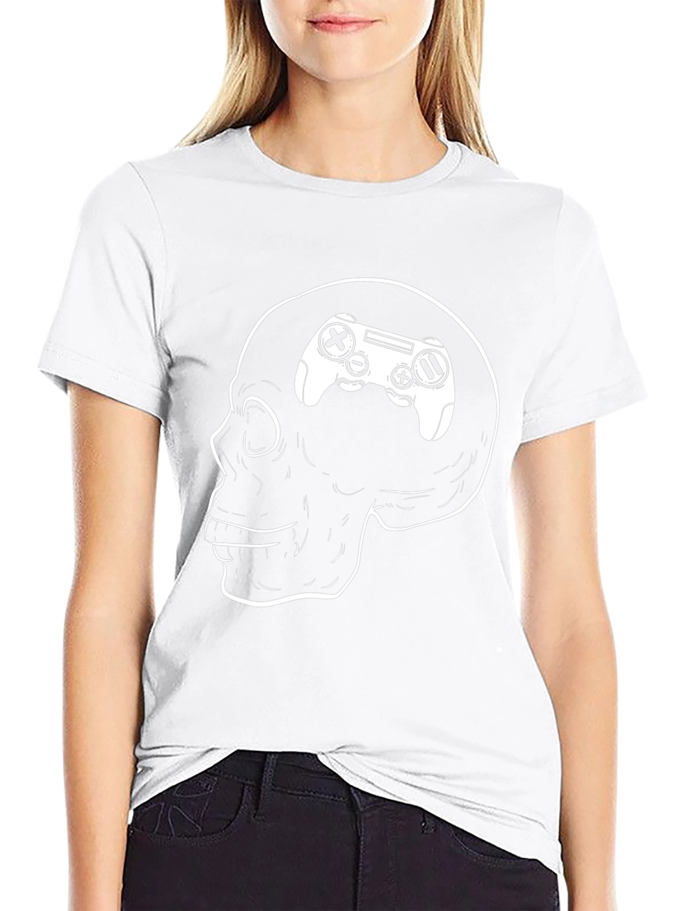 Gamer Brain Skull T-Shirt - Black