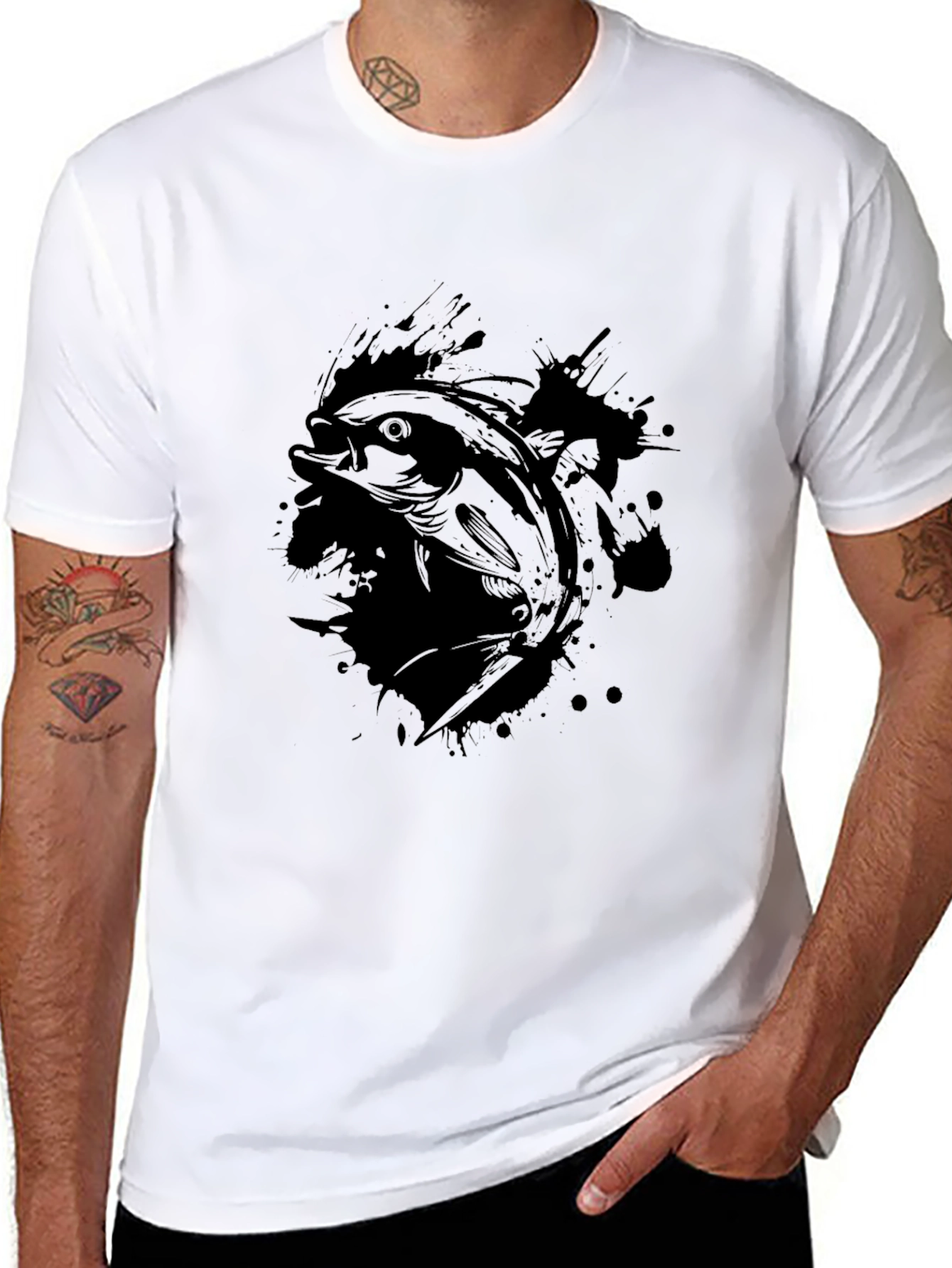 Black Fish Graphic T-Shirt - Stylish Angler Tee