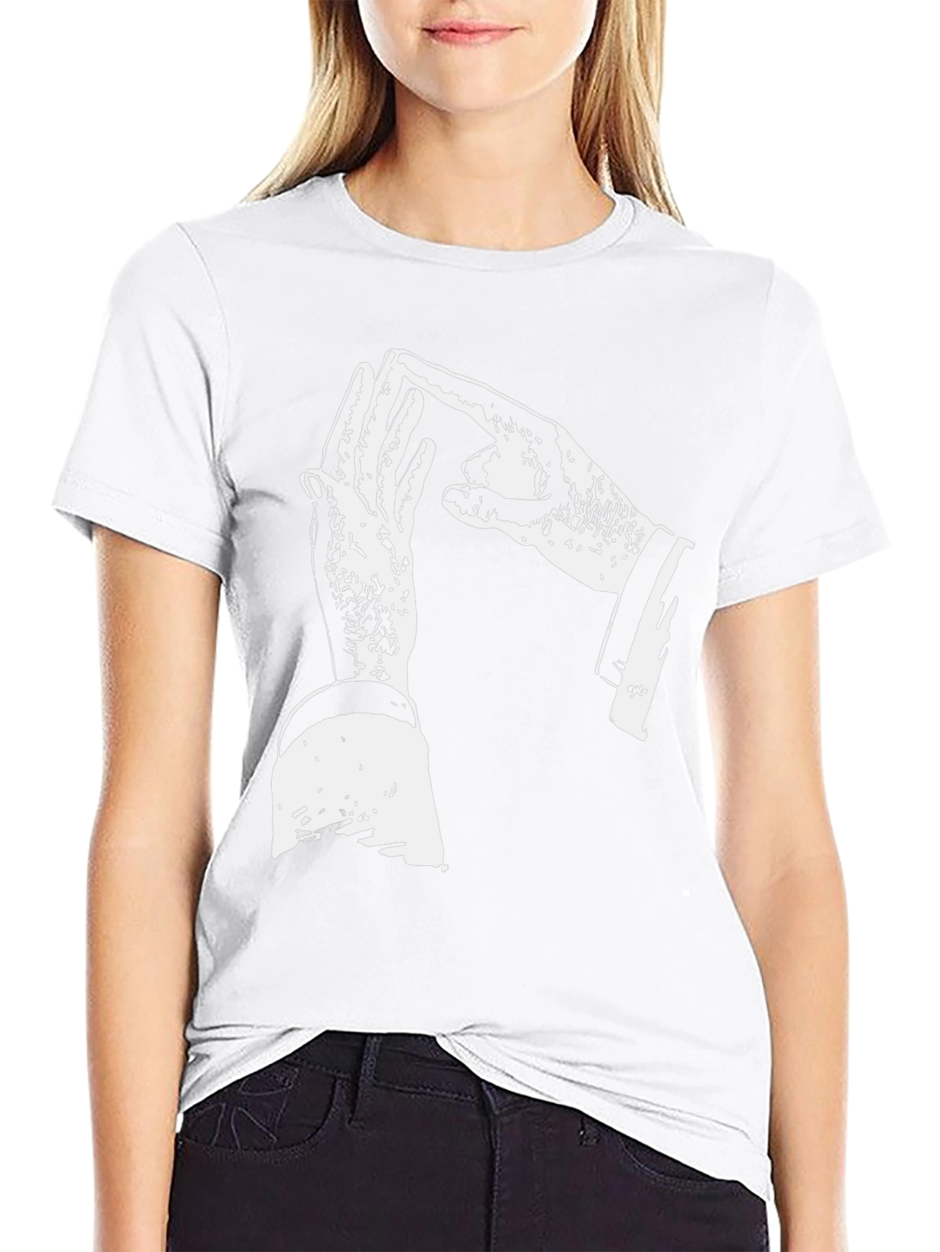 Unique Hand Gesture Graphic Print Black T-Shirt