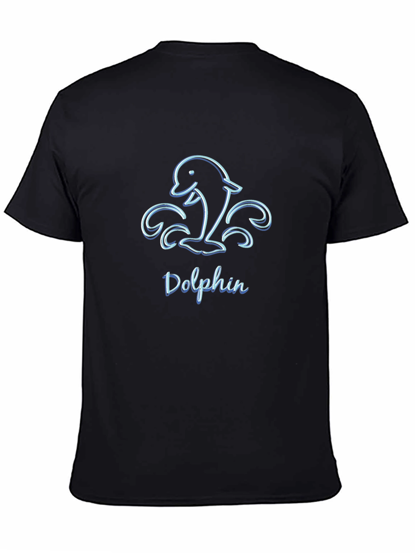 Mens Black Dolphin Graphic T-Shirt