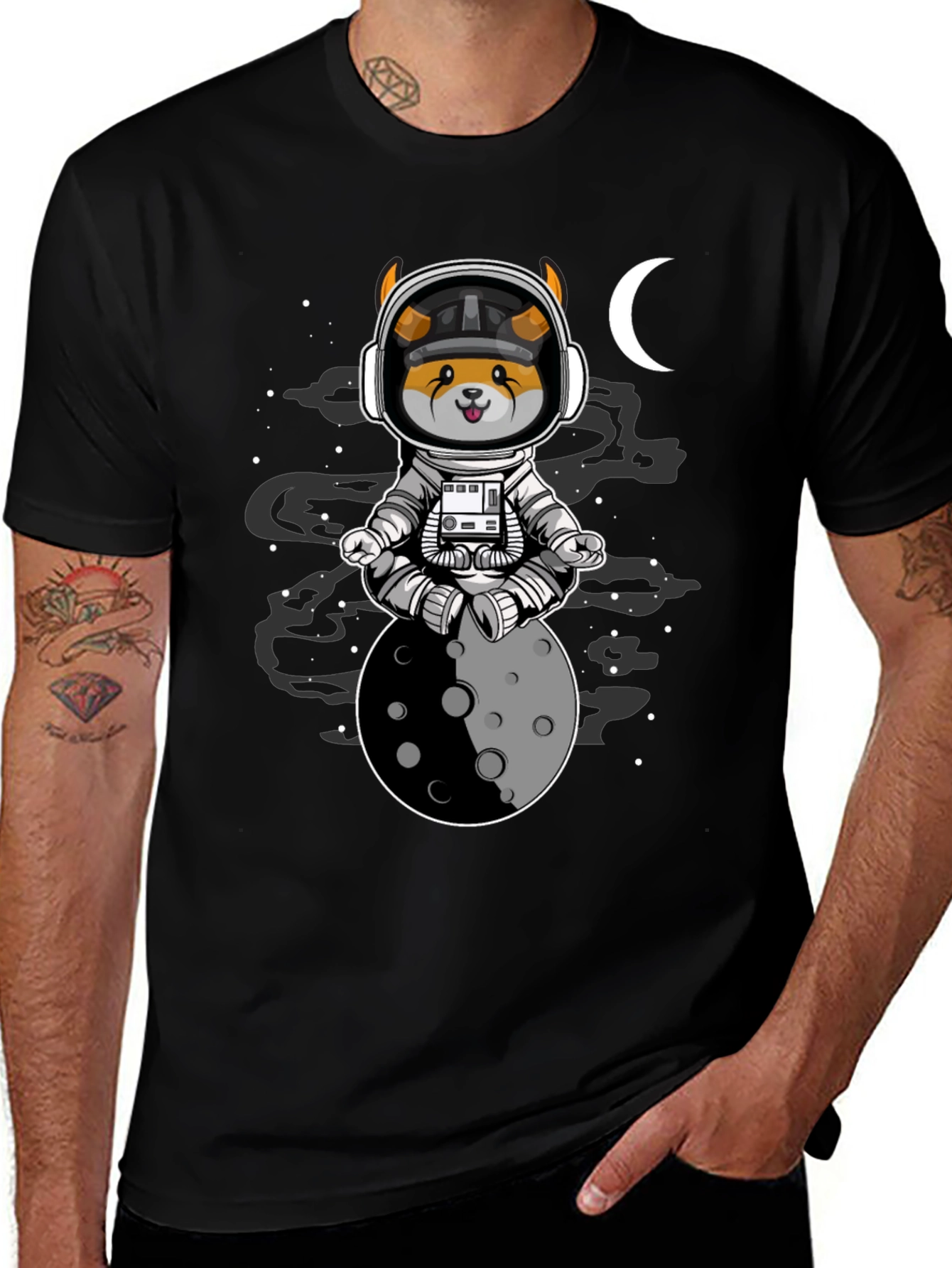 Astronaut Dog Moon T-Shirt