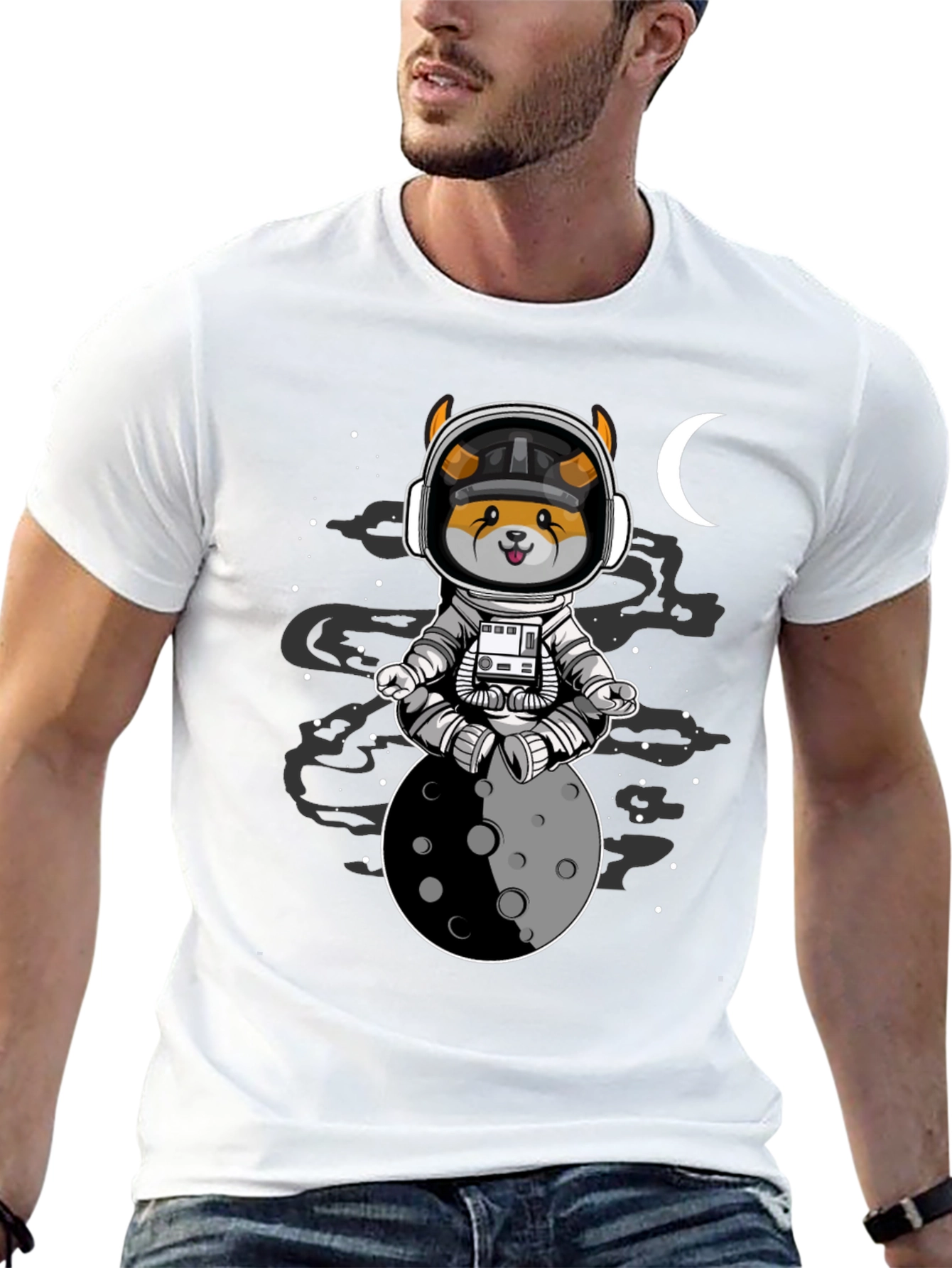 Astronaut Dog Moon T-Shirt