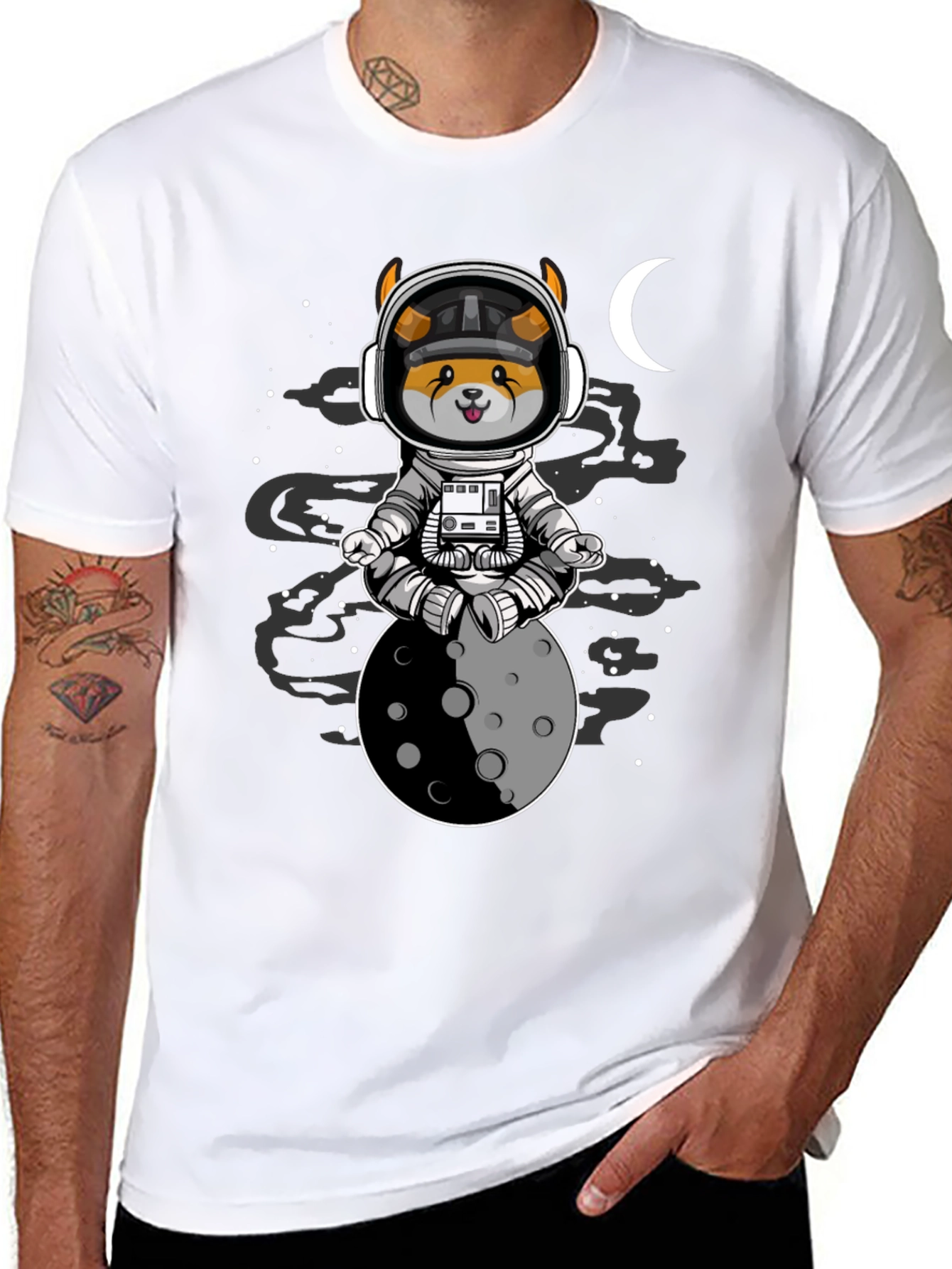 Astronaut Dog Moon T-Shirt