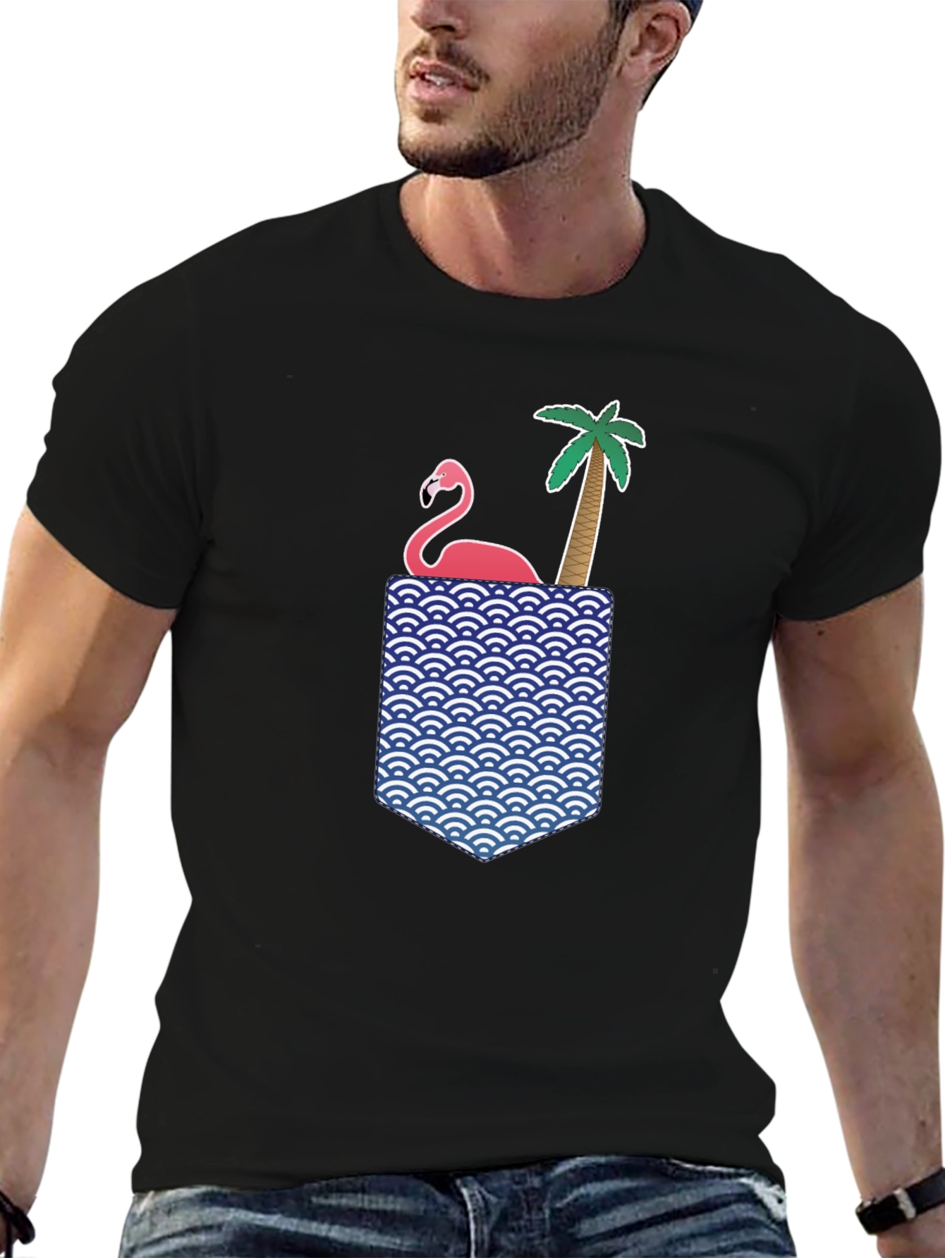 Flamingo Palm Pocket Graphic Tee