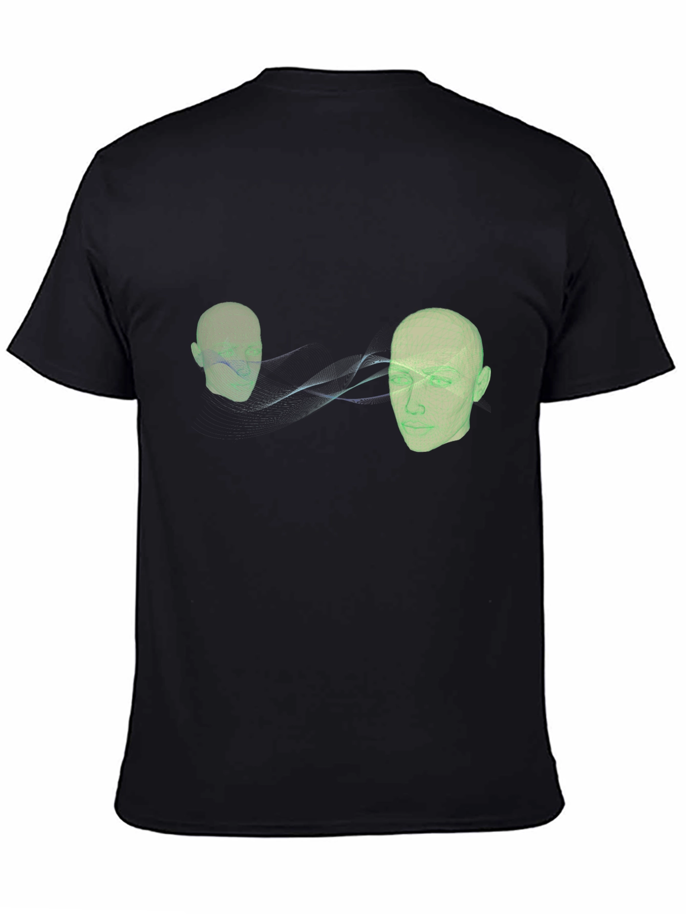 Abstract Head Connection Black T-Shirt