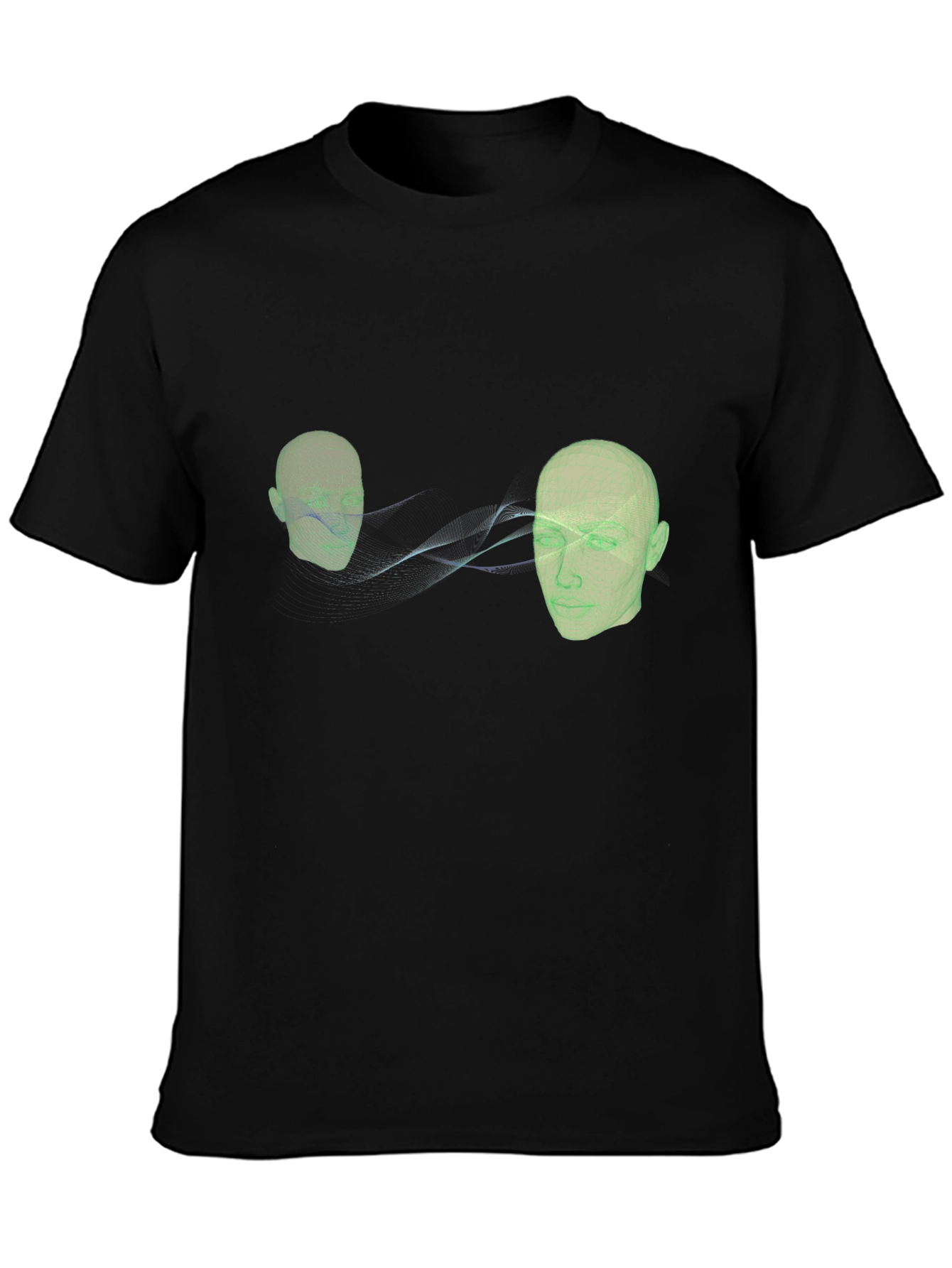 Abstract Head Connection Black T-Shirt