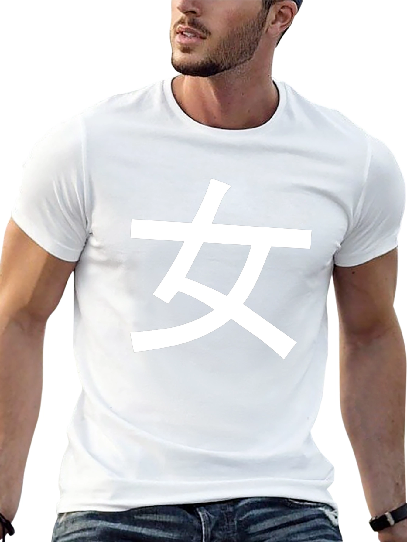 Black T-Shirt with White Chinese Woman Symbol