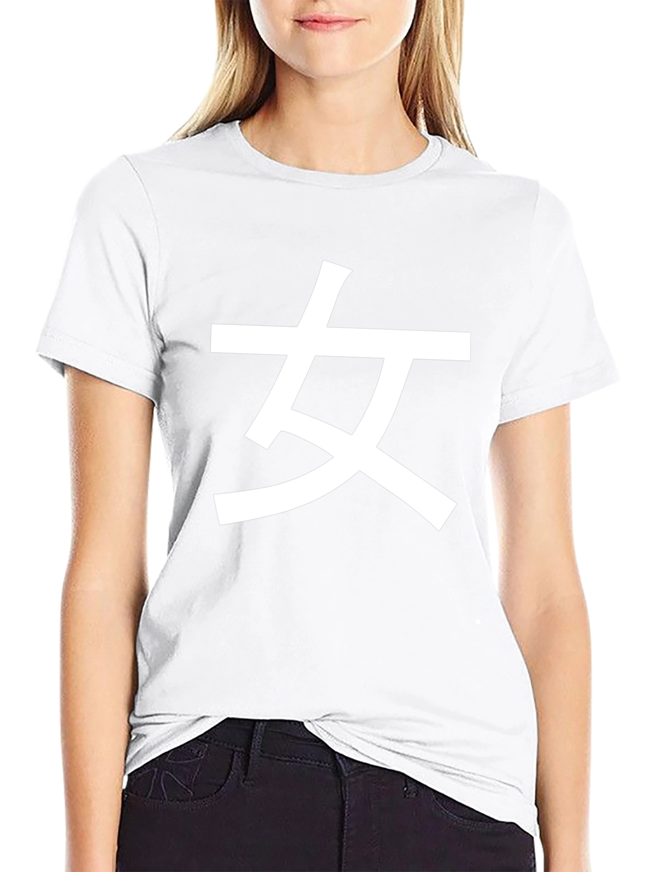 Black T-Shirt with White Chinese Woman Symbol