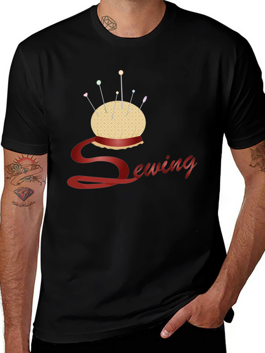 Sewing Themed Black T-Shirt