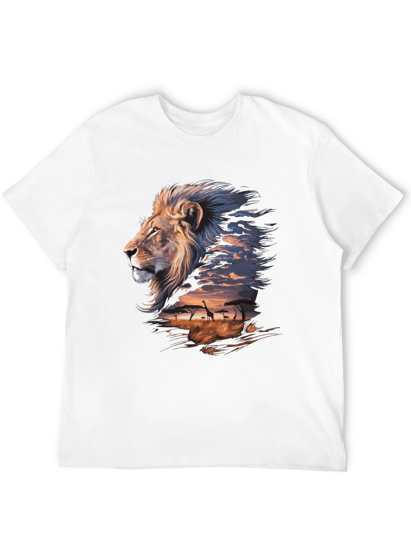Lion Safari Graphic Tee - Artistic Animal Print T-Shirt