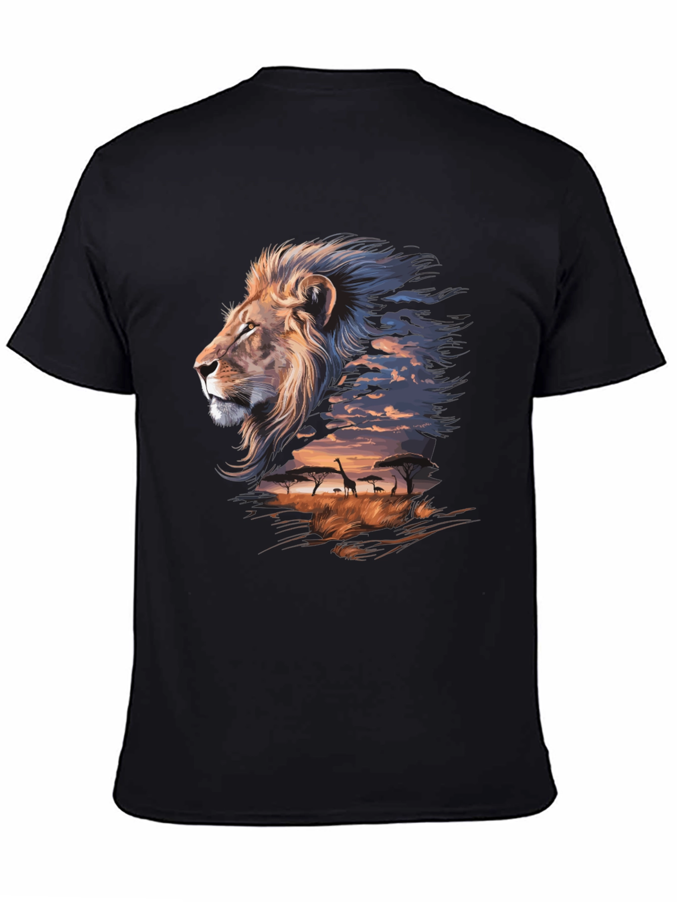 Lion Safari Graphic Tee - Artistic Animal Print T-Shirt
