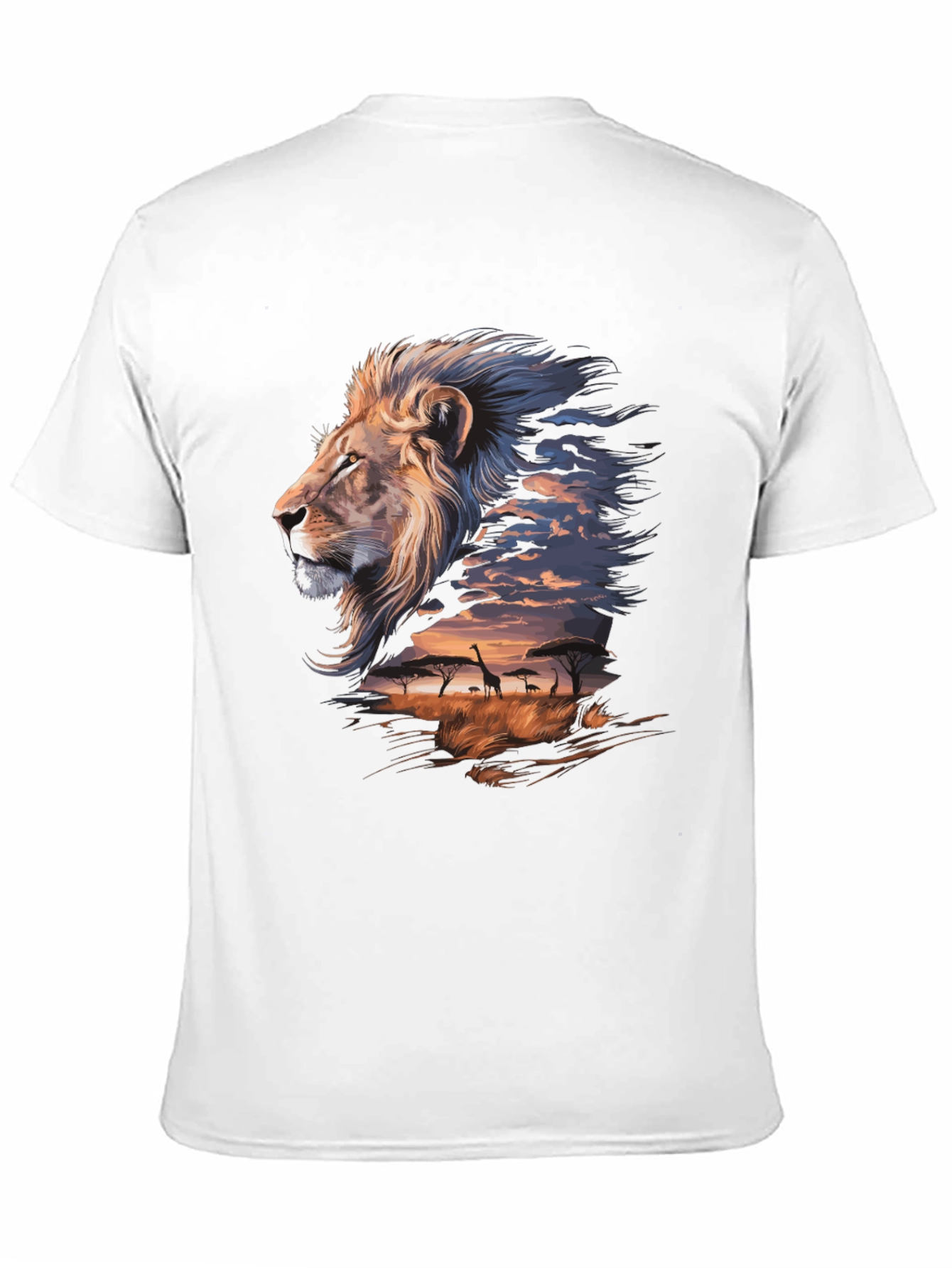Lion Safari Graphic Tee - Artistic Animal Print T-Shirt