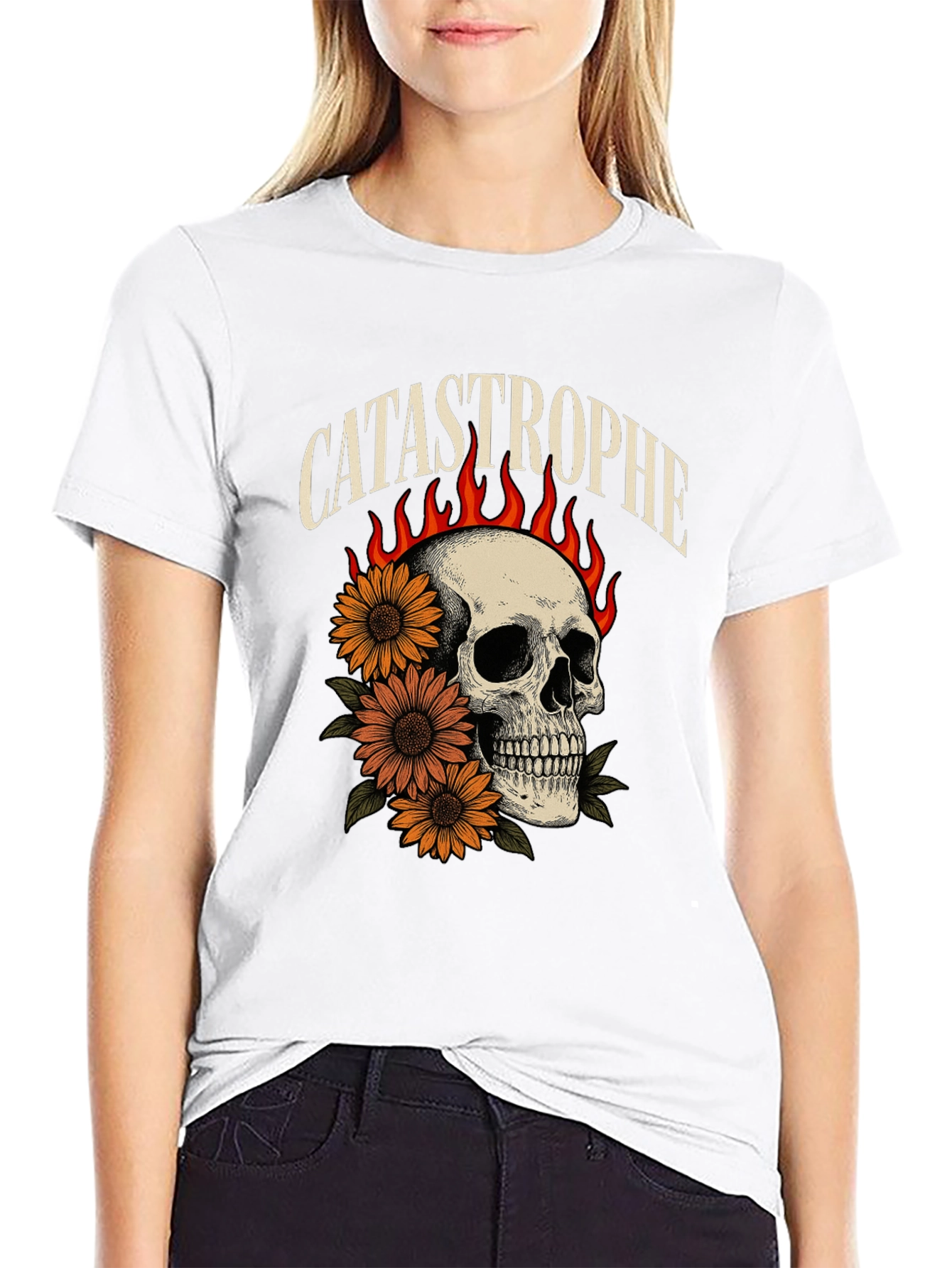 Catastrophe Skull & Sunflower Graphic Tee