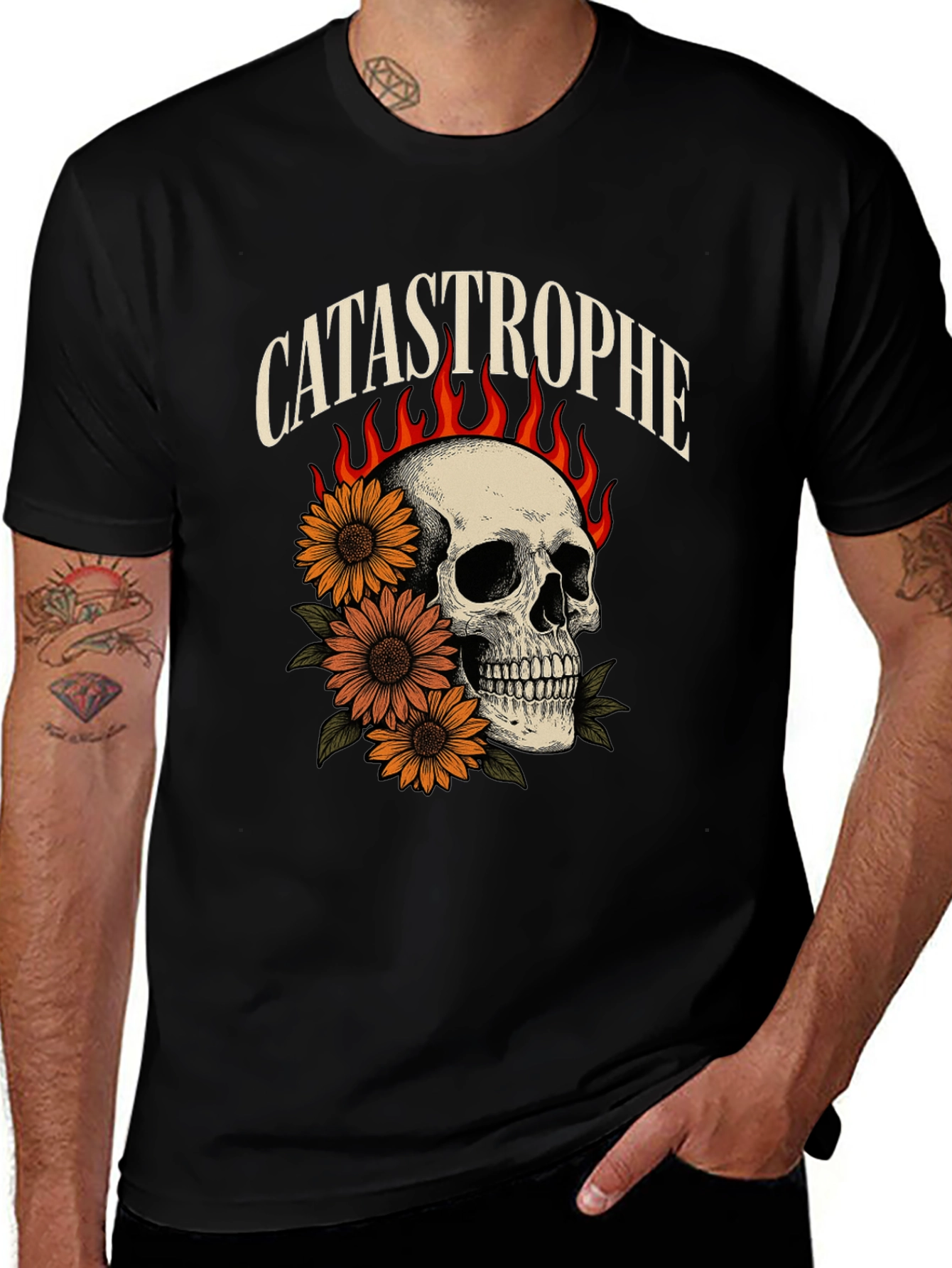 Catastrophe Skull & Sunflower Graphic Tee