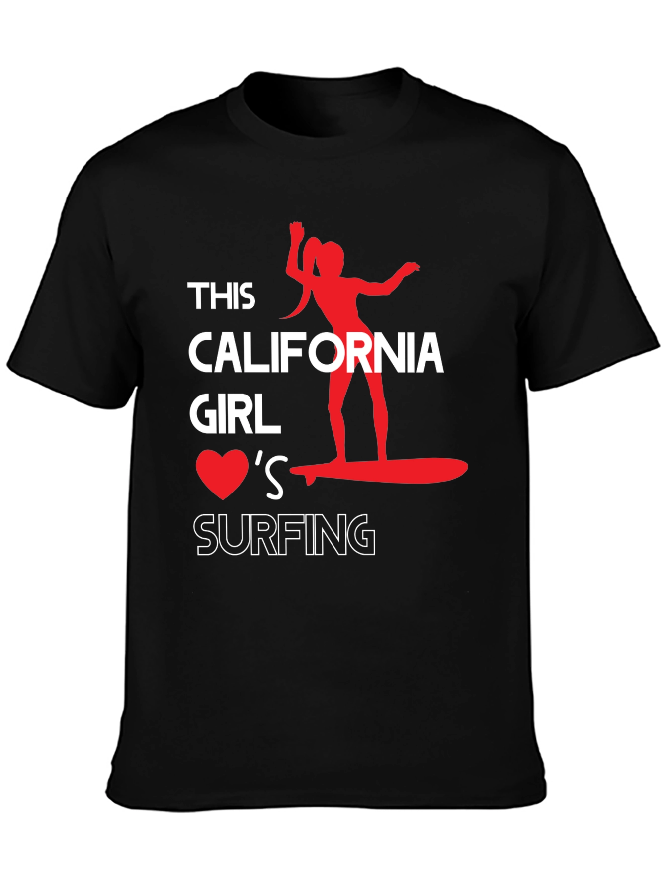 California Girl Surfing Graphic Tee - Black