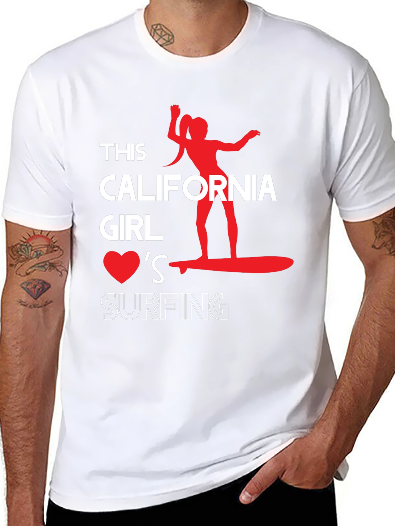 California Girl Surfing Graphic Tee - Black