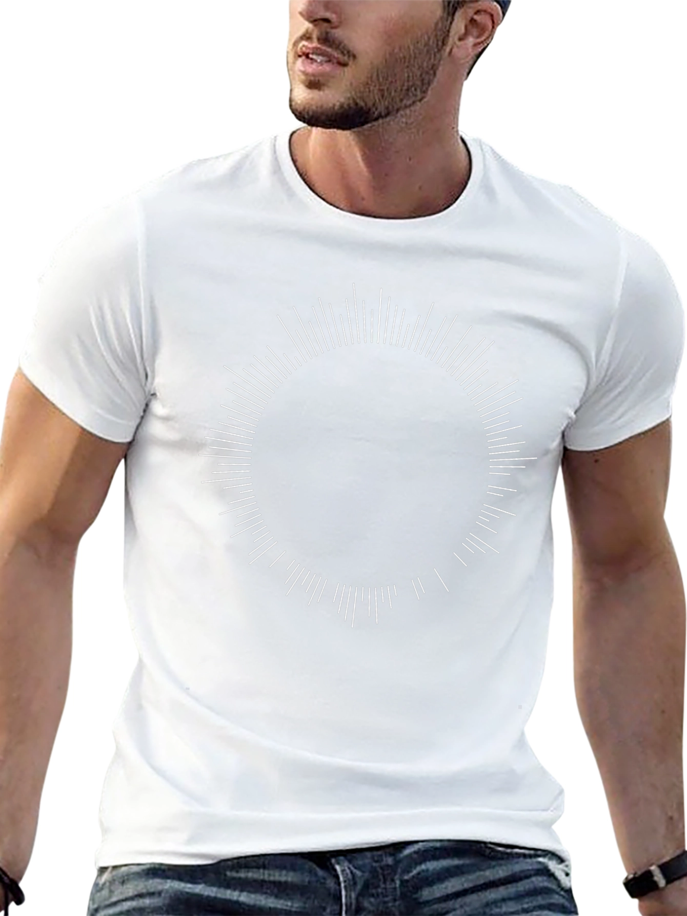 Minimalist Graphic Tee - Circle Burst Design