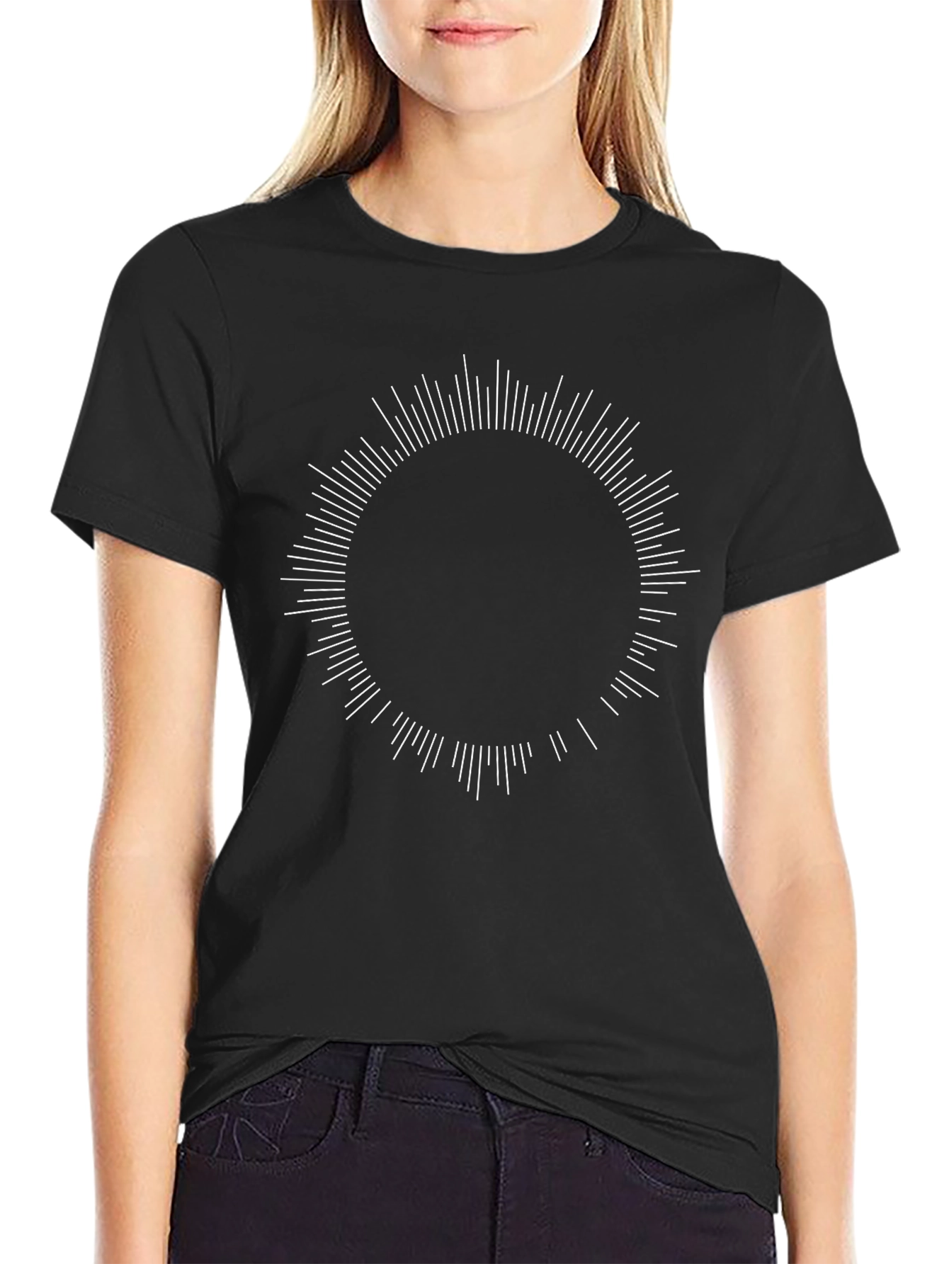 Minimalist Graphic Tee - Circle Burst Design