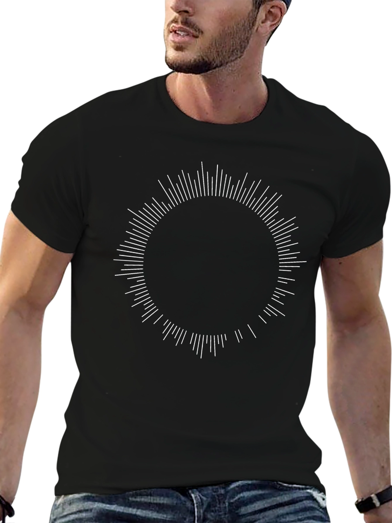 Minimalist Graphic Tee - Circle Burst Design