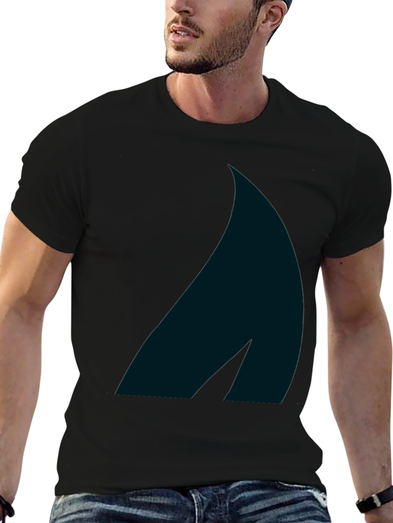 Stylish Black Tee with Abstract Graphic Print