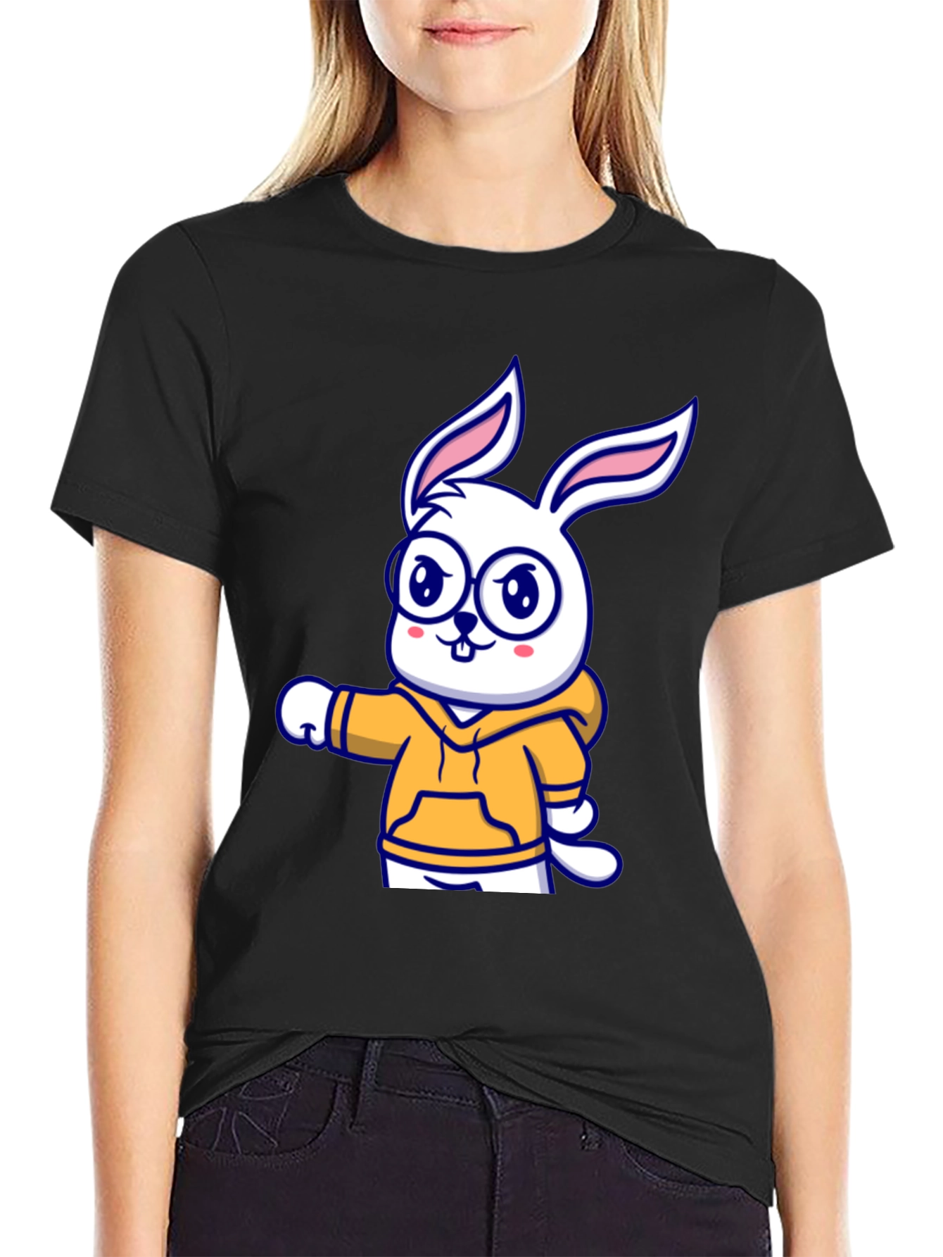 Cartoon Bunny Hoodie T-Shirt