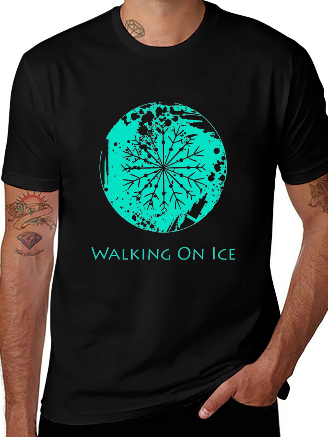 Walking On Ice Graphic T-Shirt - Black
