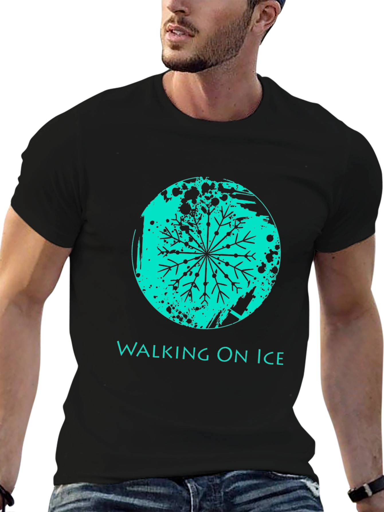 Walking On Ice Graphic T-Shirt - Black