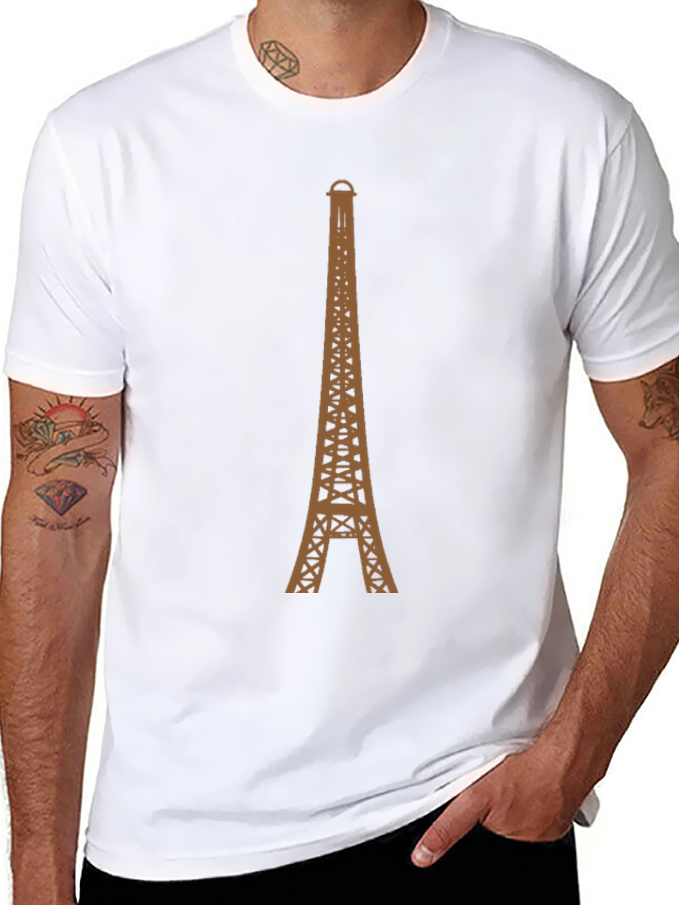 Eiffel Tower Graphic Tee - Black Cotton T-Shirt