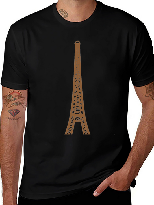 Eiffel Tower Graphic Tee - Black Cotton T-Shirt