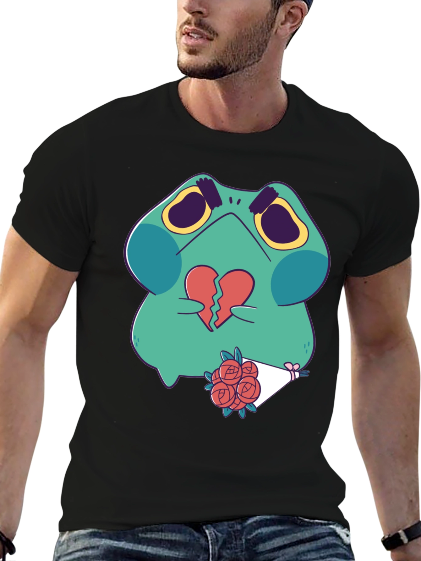 Sad Frog with Broken Heart Graphic T-Shirt