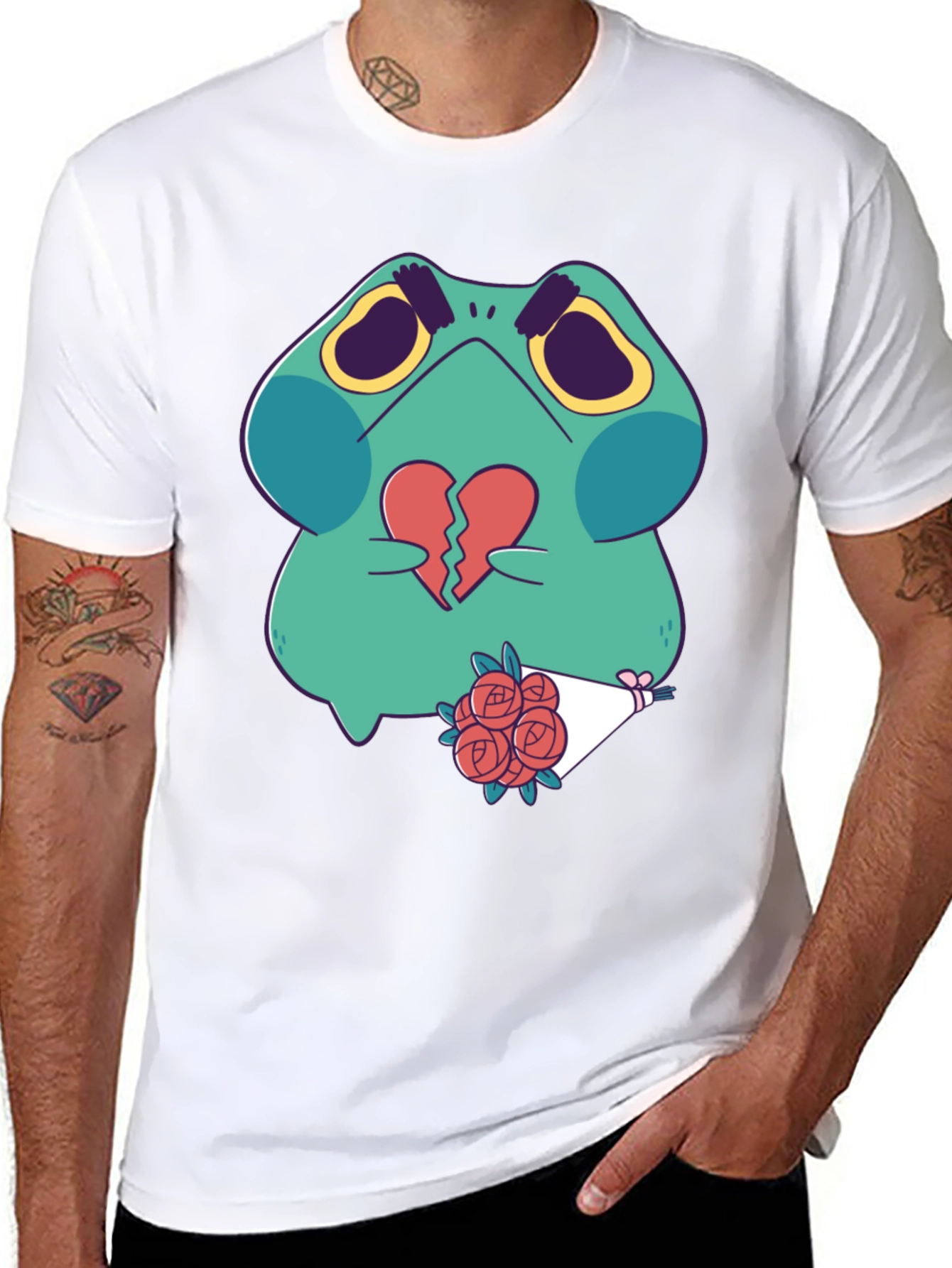 Sad Frog with Broken Heart Graphic T-Shirt