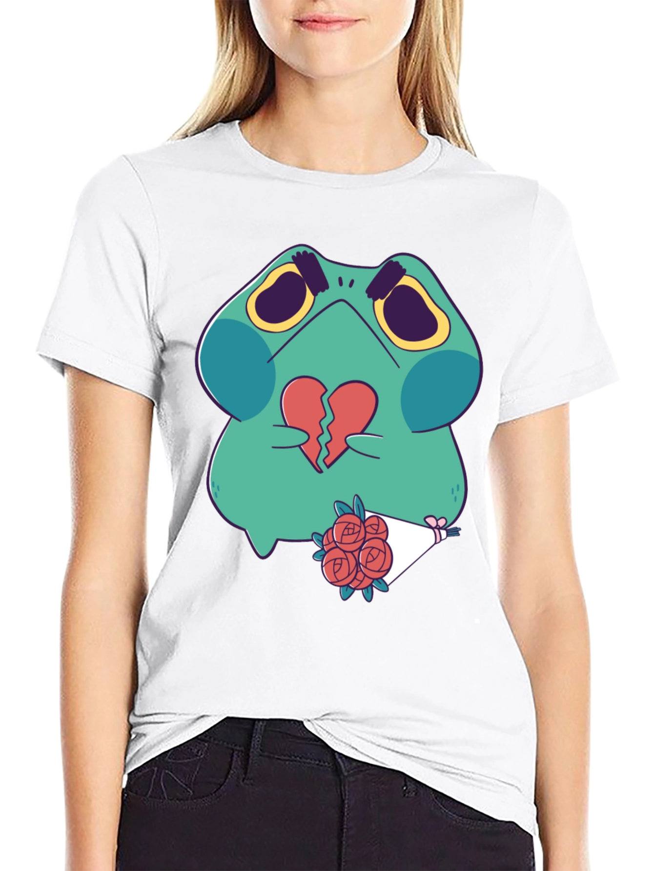 Sad Frog with Broken Heart Graphic T-Shirt