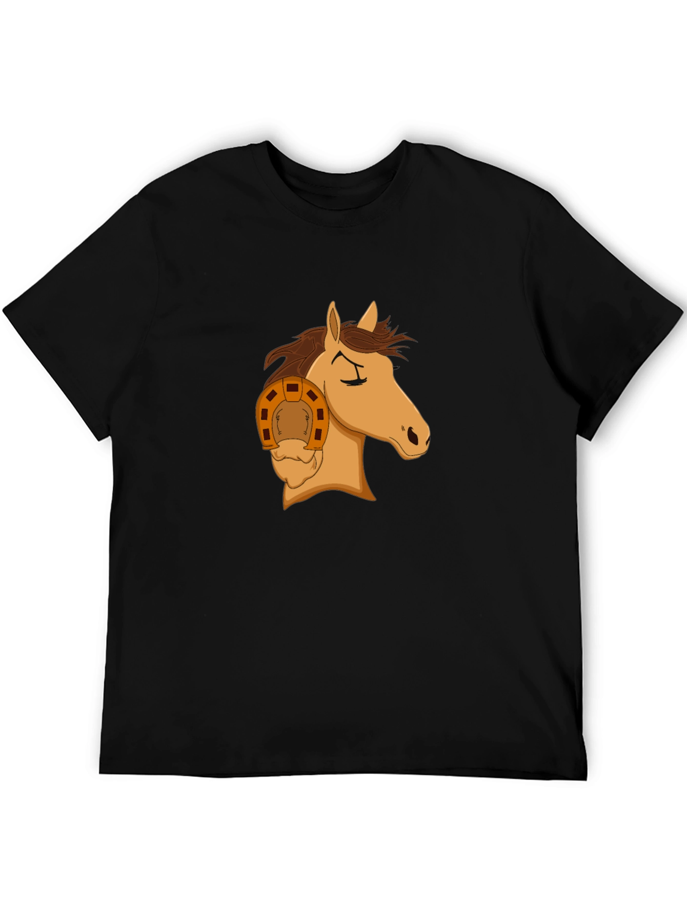 Horse Head with Horseshoe Graphic T-Shirt