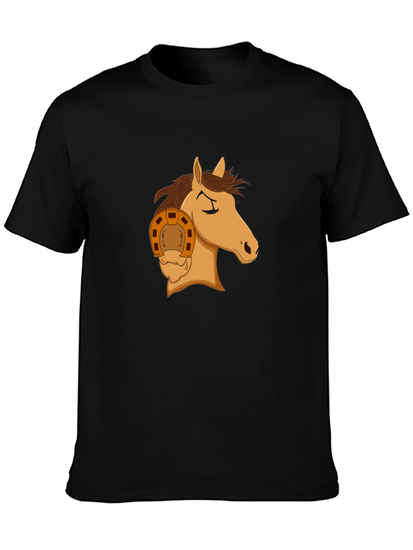 Horse Head with Horseshoe Graphic T-Shirt