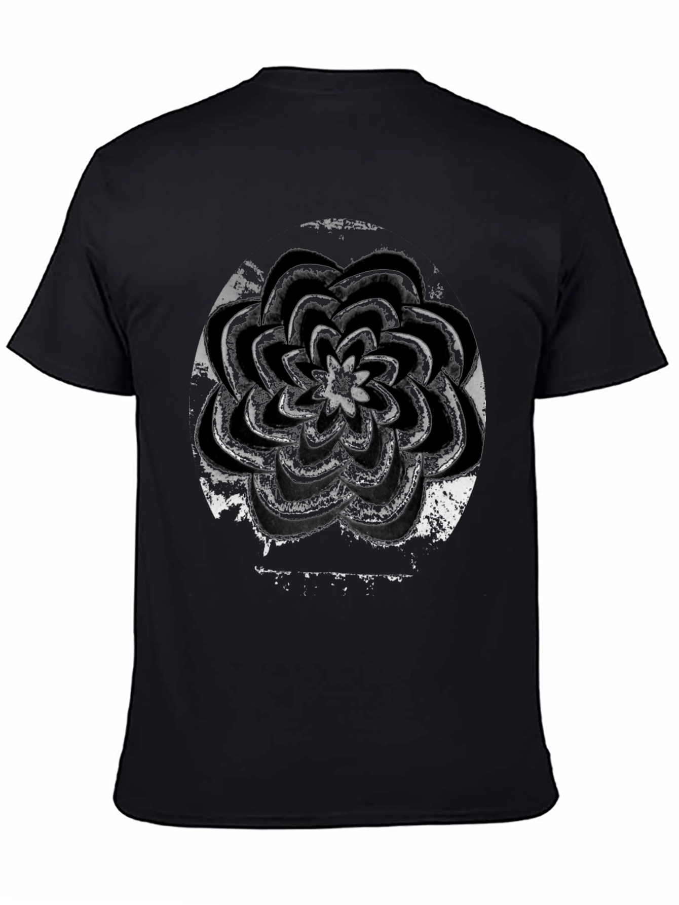 Grunge Flower Graphic Black T-Shirt