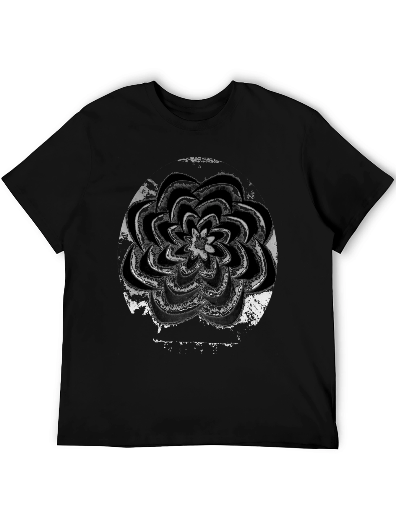 Grunge Flower Graphic Black T-Shirt