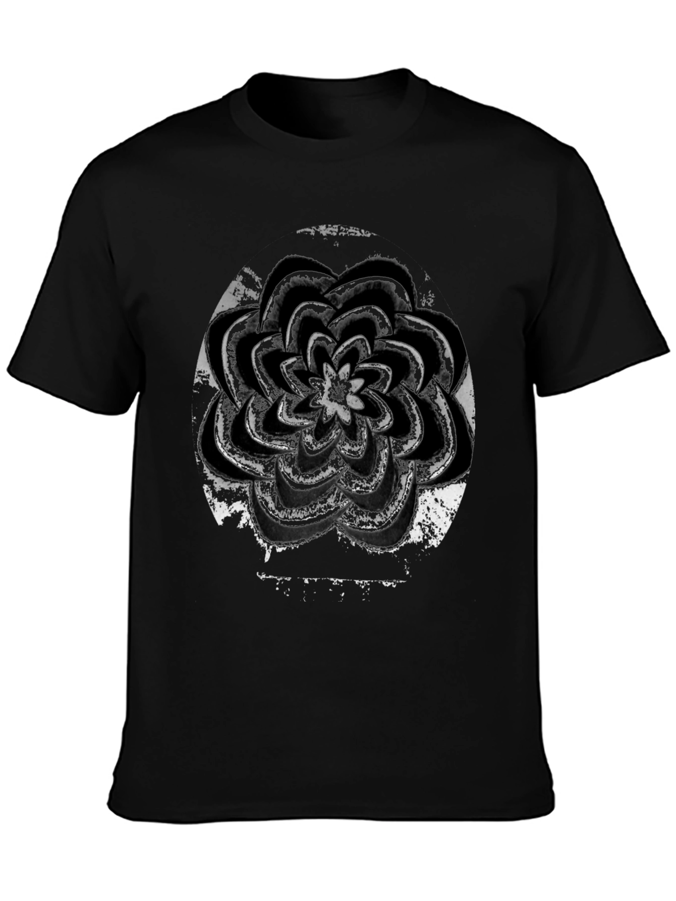Grunge Flower Graphic Black T-Shirt