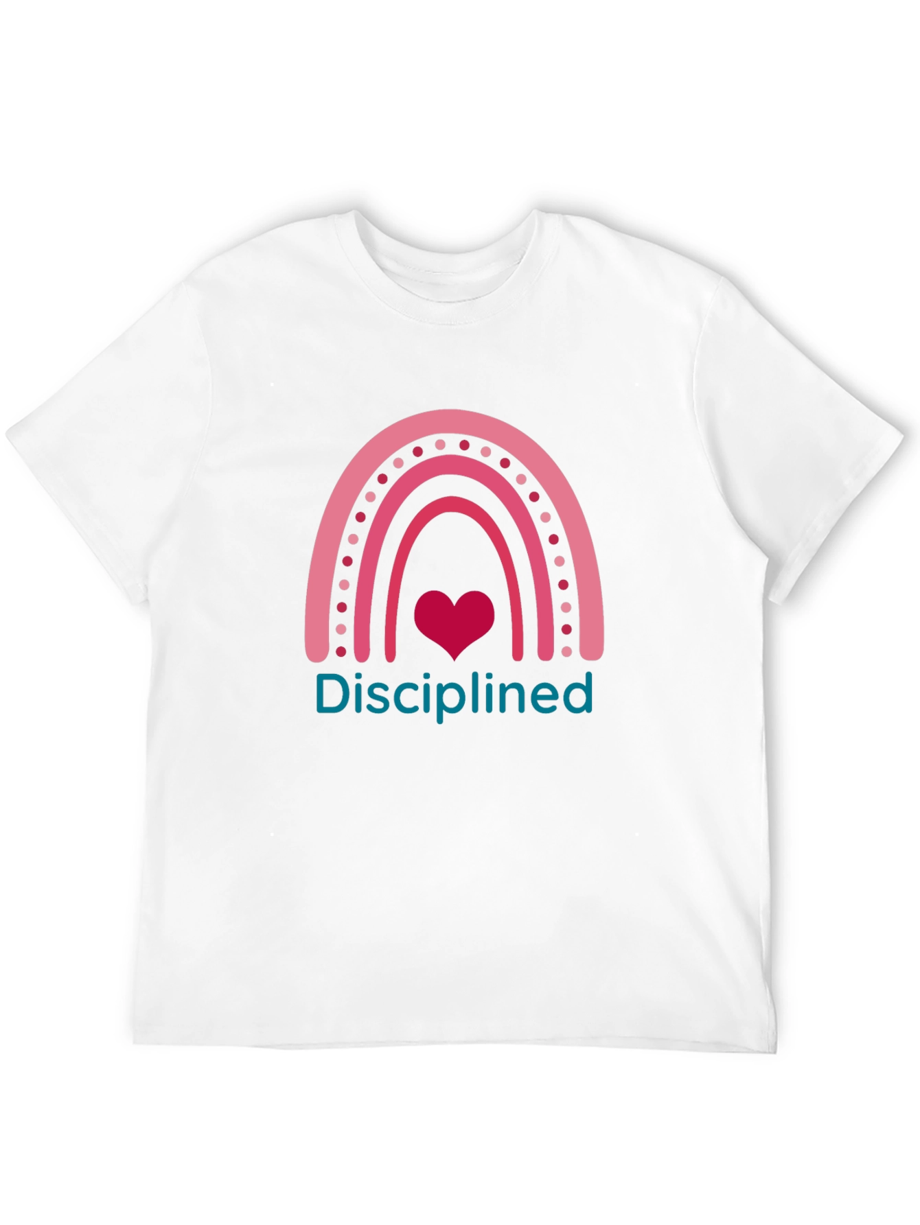 Disciplined Rainbow Heart Graphic T-Shirt